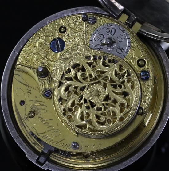 A George III silver pair cased keywind verge pocket watch by John Wheeler, London,